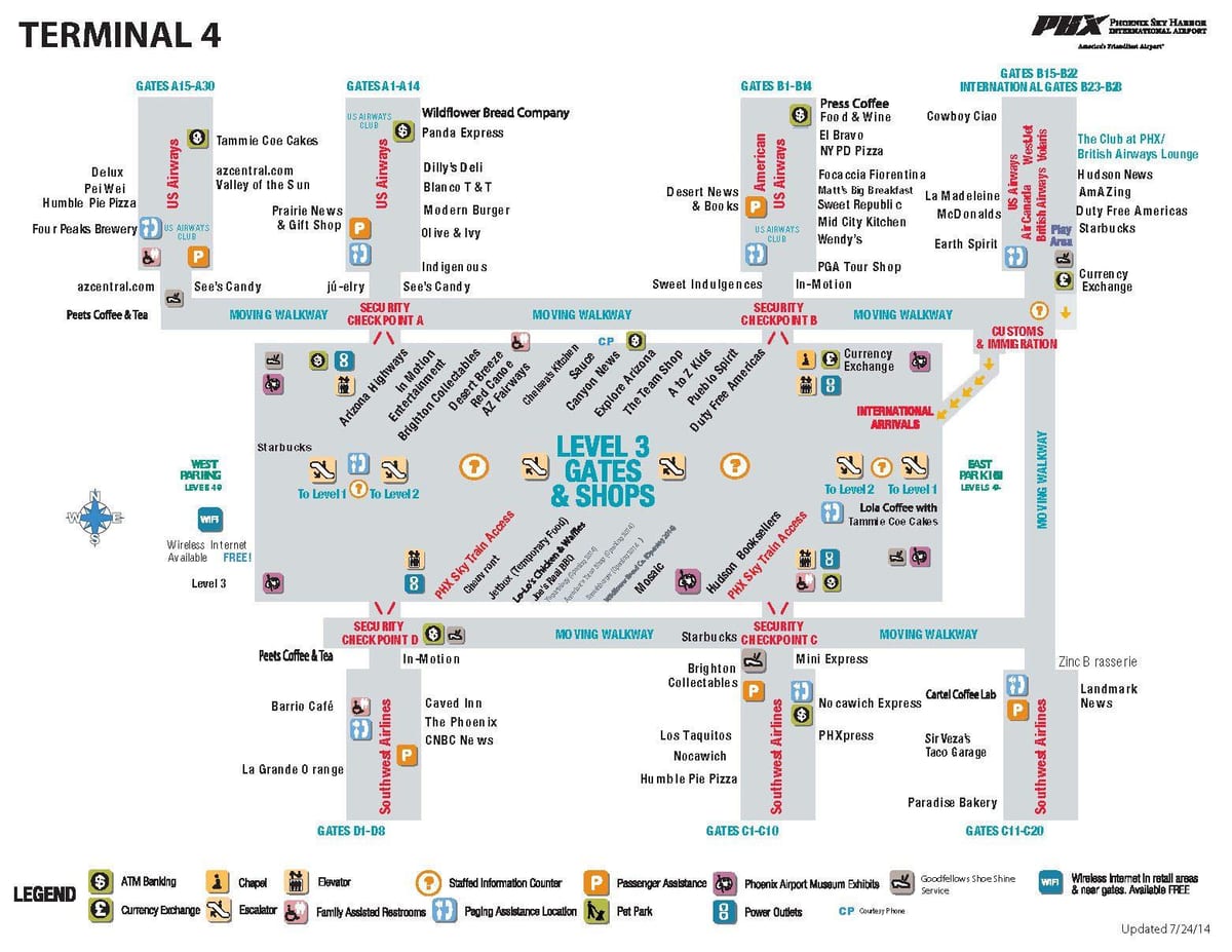 sky harbor airport terminal 4 מפה
